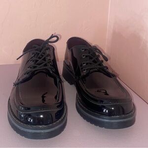 Glossy Black Flats with Chunky soles